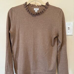 J. Crew Women's Taupe Ruffle Neck Sweater